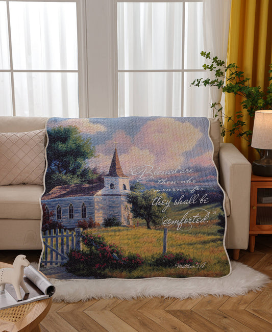 Blessed Are They Who Mourn Inspirational Quilted Throw