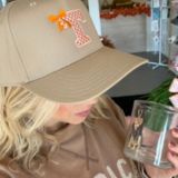 Vols T with Bow Tan Canvas Embroidered Hat