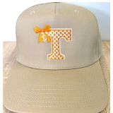 Vols T with Bow Tan Canvas Embroidered Hat