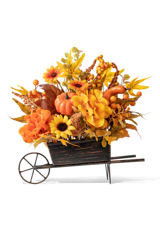 14"L Fall Floral Cart Centerpiece