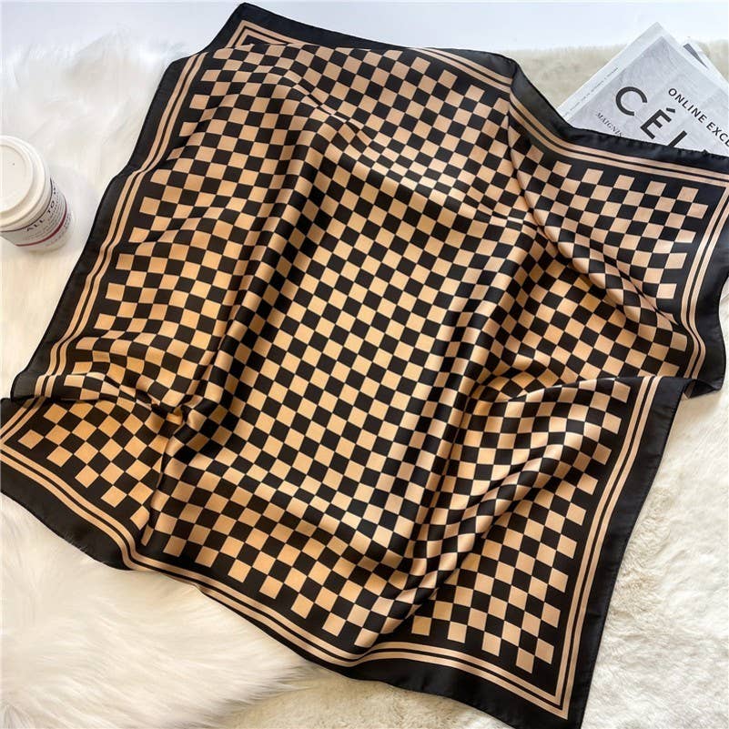 black and brown silky bandana scarf