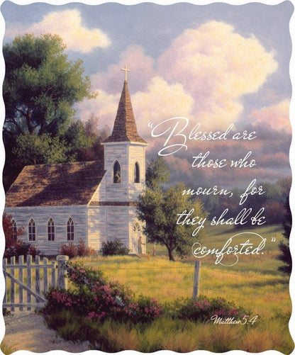 inspirational quilt with outdoor church scene