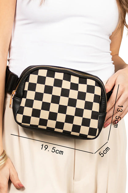 Black & tan checkered belt bag