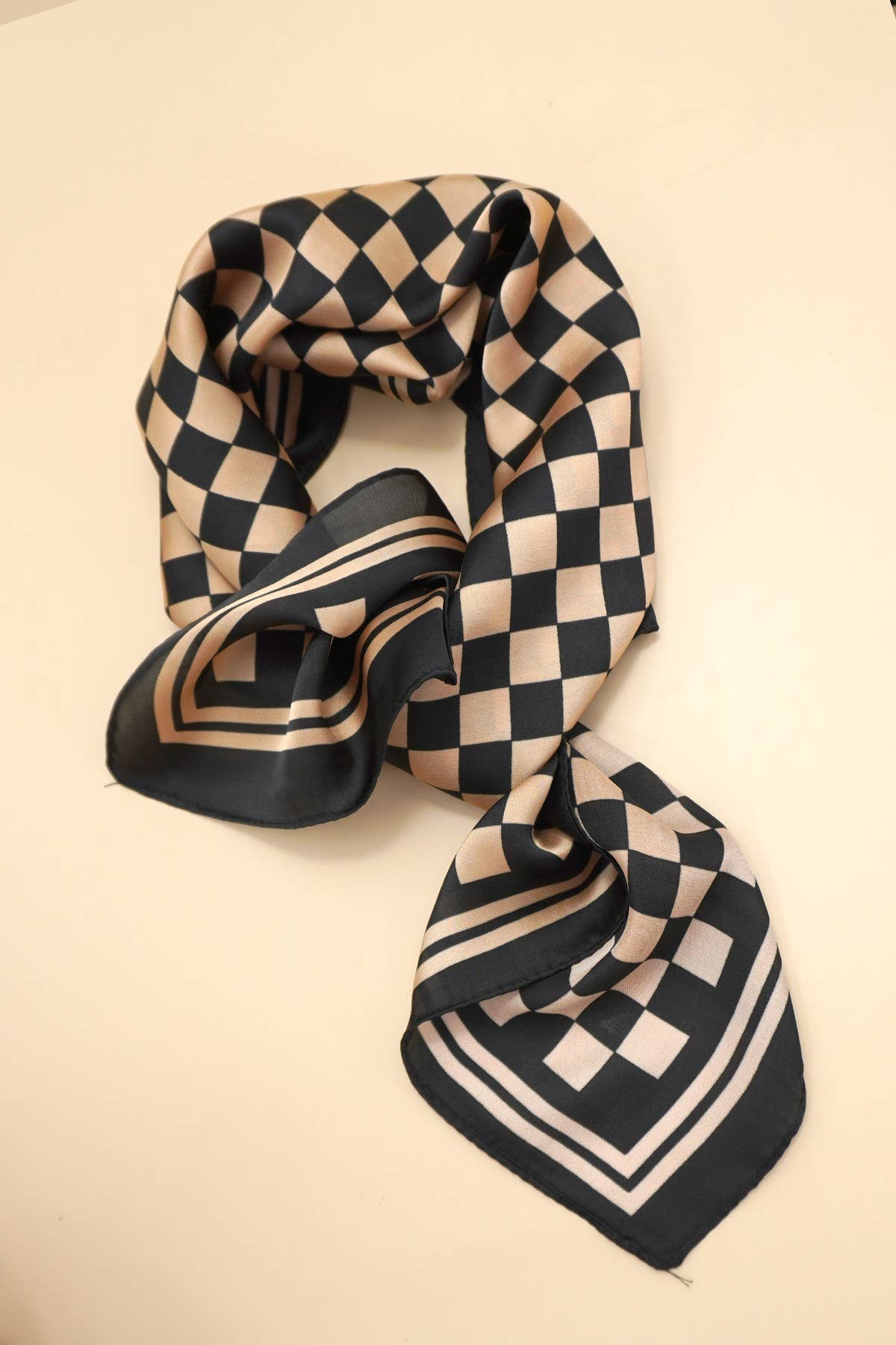 black and brown silky bandana scarf