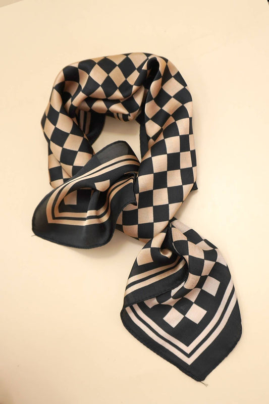 black and brown silky bandana scarf