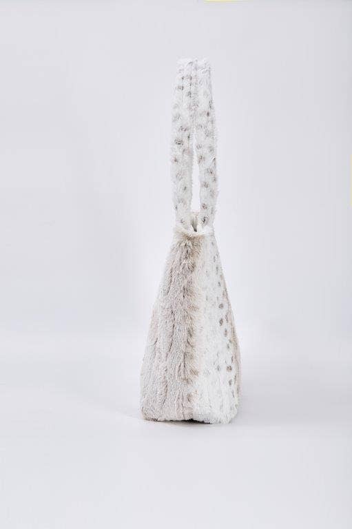 "White Leopard Stripe" Designer Fur Tote Bag