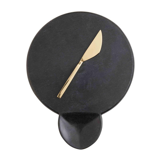 Mud Pie Black Marble Cheese Serve Set