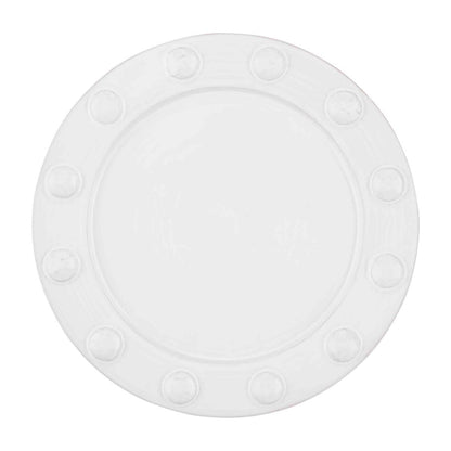 Mud Pie White Bead Dinner Plate