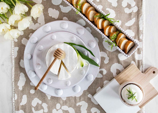 Mud Pie White Bead Dinner Plate