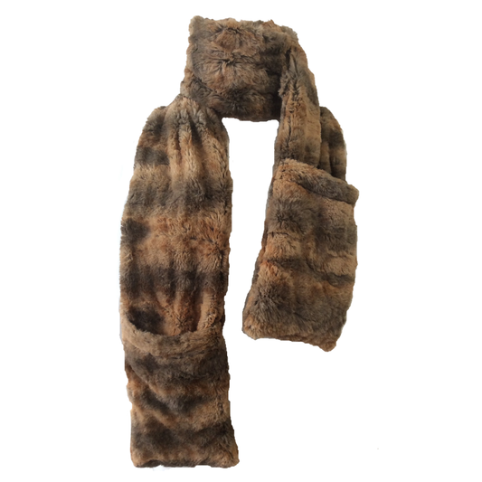 "Cedar Bark" Faux Fur Pocket Scarf
