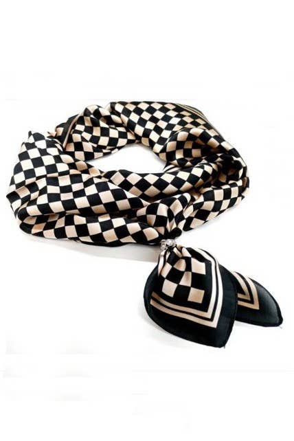 black and brown silky bandana scarf
