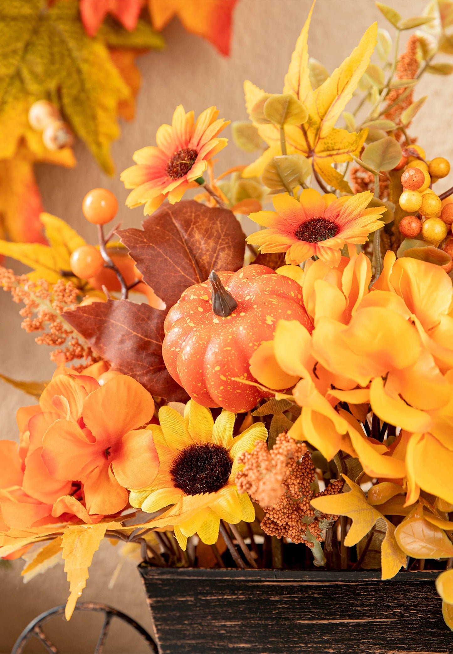 14"L Fall Floral Cart Centerpiece