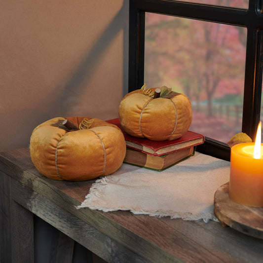 Soft Orange Velvet Pumpkin Small