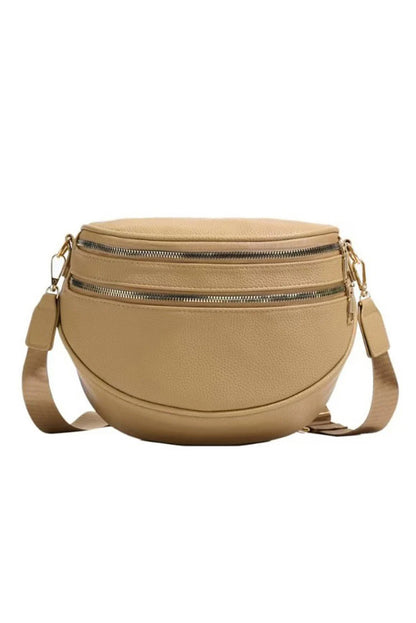 tan faux leather crossbody bag / belt bag