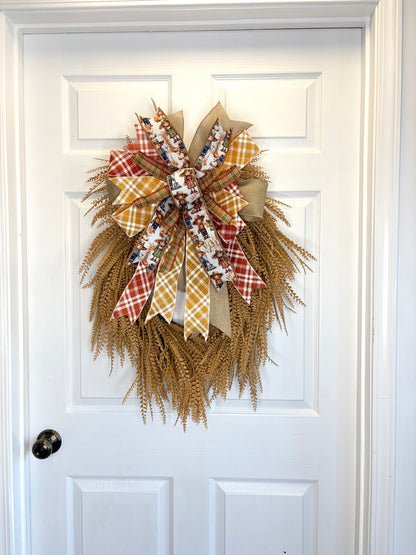 Wheat Colored Bead Grass Wreath | Fall wreath