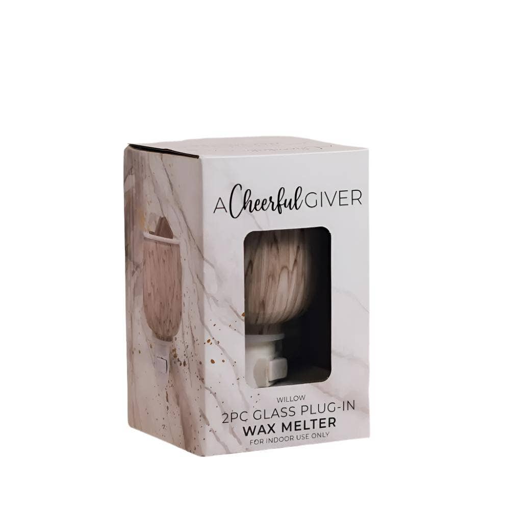 beige and white marble wax warmer