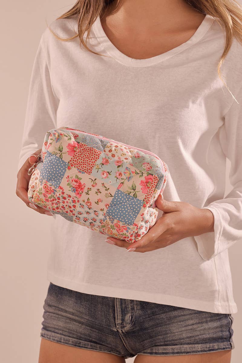 FLORAL TOILE PATTERN MAKEUP COSMETIC POUCH BAG | 40P562: S