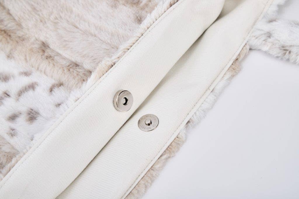 "White Leopard Stripe" Designer Fur Tote Bag