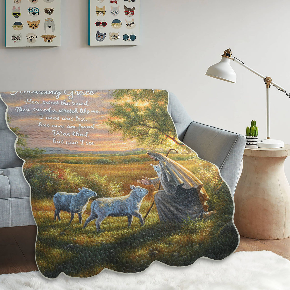 "Come Unto Me- Amazing Grace" Scriptural Quilted Throw 50x60