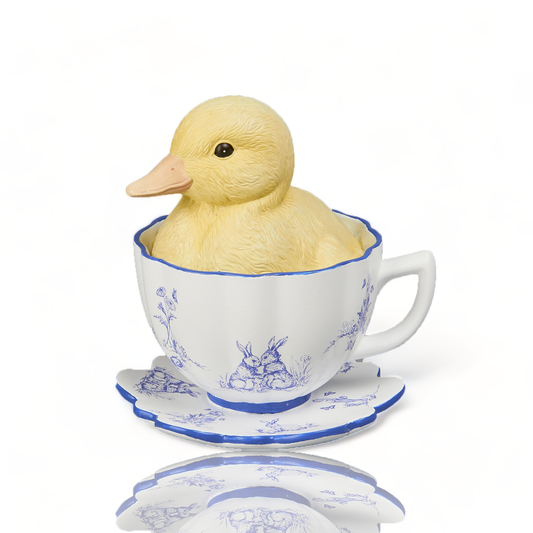 Yellow Duck in Teacup: Blue Butterfly
