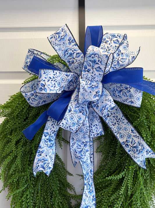 Sheena: Blue Chinoiserie Decorative Bow