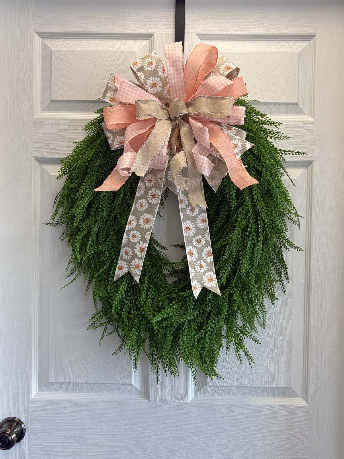 Angie: Peach Daisy Spring Decorative Bow