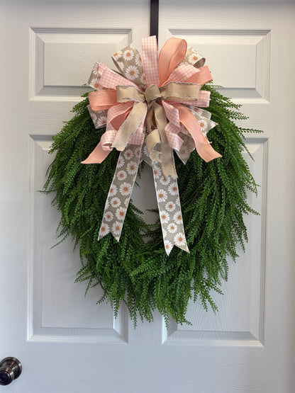 Angie: Peach Daisy Spring Decorative Bow