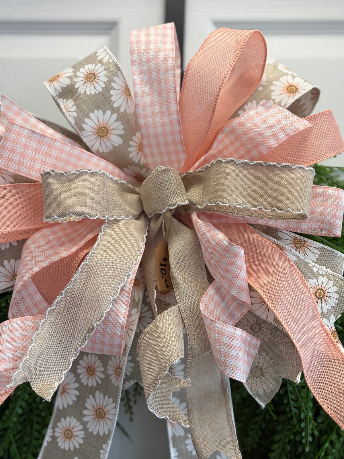 Angie: Peach Daisy Spring Decorative Bow