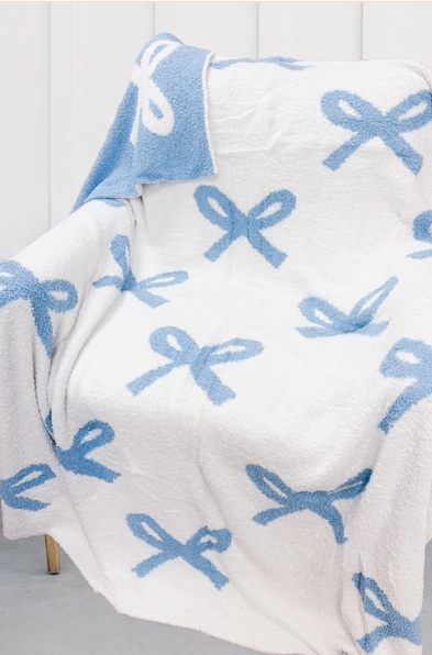 Blue Bow Luxury Blanket