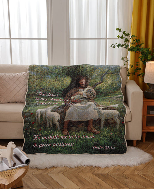"The Lord is my Shepherd" Inspirational Quilted Throw 50x60"