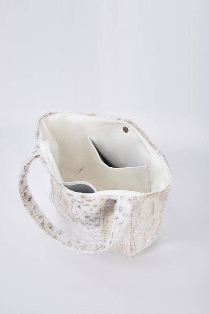 "White Leopard Stripe" Designer Fur Tote Bag