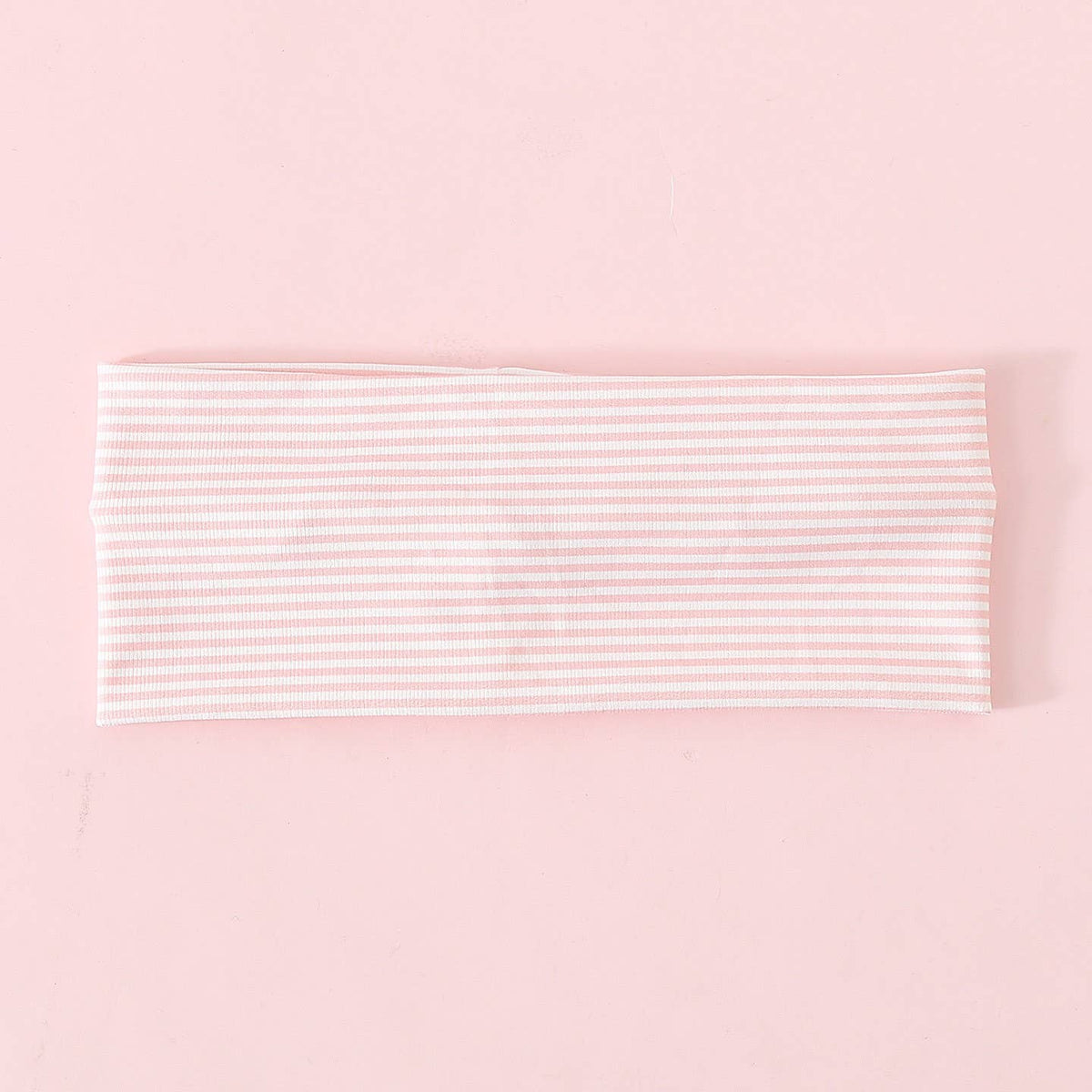 Pink Pinstripe & Floral Printed Headband Set
