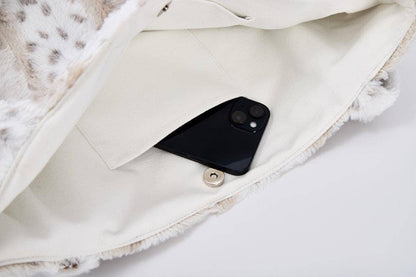 "White Leopard Stripe" Designer Fur Tote Bag