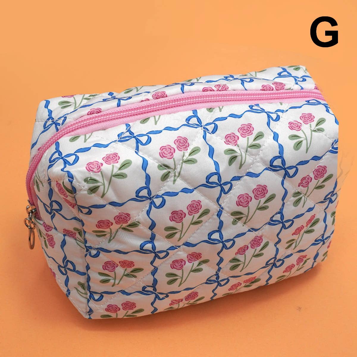 FLORAL TOILE PATTERN MAKEUP COSMETIC POUCH BAG
