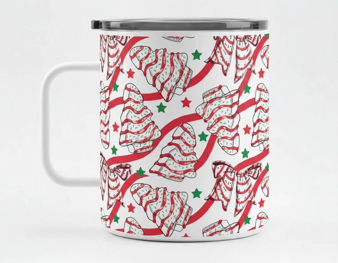 10 OZ.  Red and White Christmas Tree Cake Coffee Mug